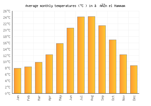 ’Aïn el Hammam average temperature chart (Celsius)