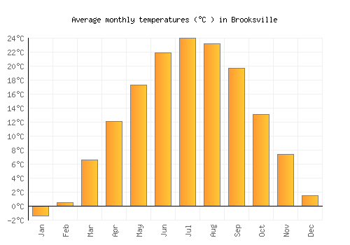 Brooksville average temperature chart (Celsius)