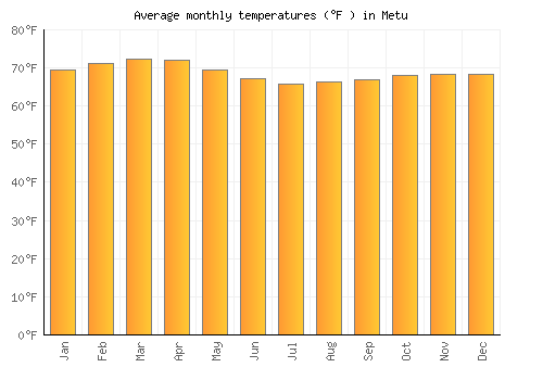 Metu average temperature chart (Fahrenheit)