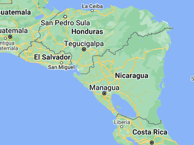 Map showing location of Achuapa (13.0537, -86.59004)