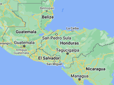 Map showing location of Agua Azul (14.91667, -87.96667)