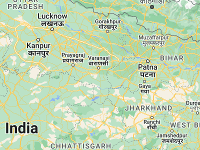 Map showing location of Ahraurā (25.01611, 83.03307)