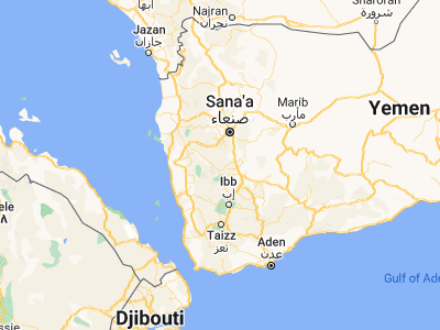 Map showing location of Al Jum‘ah (14.73779, 43.96489)