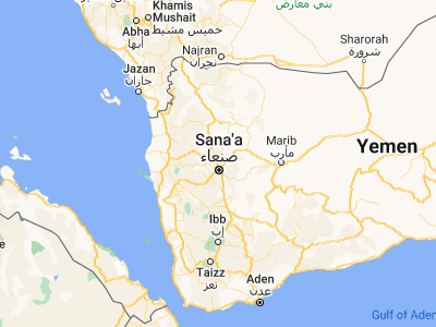 Map showing location of Al Khāniq (15.50253, 44.18158)