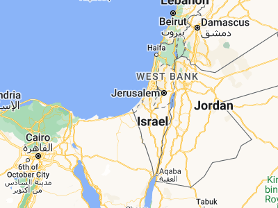 Map showing location of Al Mughrāqah (31.46587, 34.41208)