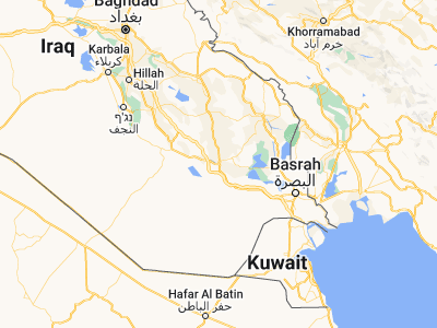 Map showing location of An Nāşirīyah (31.05799, 46.25726)