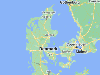 Map showing location of Århus (56.15674, 10.21076)