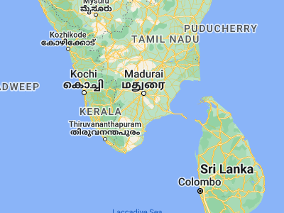 Map showing location of Aruppukkottai (9.51667, 78.1)