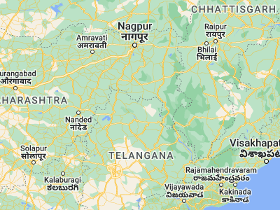 Map showing location of Asifābād (19.36667, 79.28333)