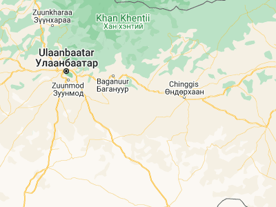 Map showing location of Avraga (47.17851, 109.18968)