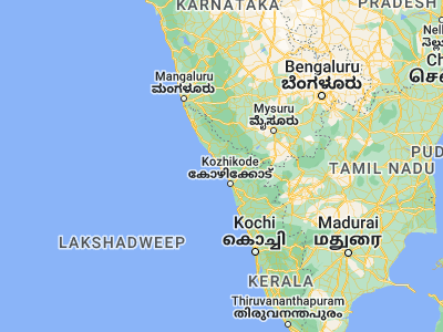 Map showing location of Badagara (11.6, 75.58333)