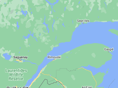 Map showing location of Baie-Comeau (49.21679, -68.14894)