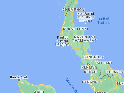 Map showing location of Ban Talat Yai (7.88481, 98.40008)