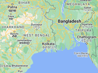 Map showing location of Bānsbāria (22.95387, 88.40098)