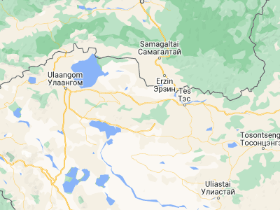 Map showing location of Baruunturuun (49.65963, 94.40414)