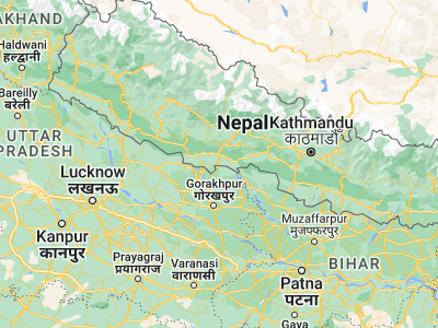 Map showing location of Bhairāhawā (27.5, 83.45)