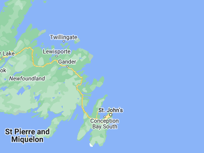 Map showing location of Bonavista (48.64989, -53.11474)