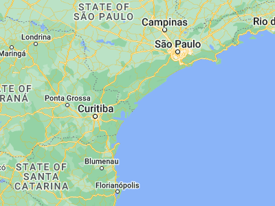 Map showing location of Cananéia (-25.01472, -47.92667)