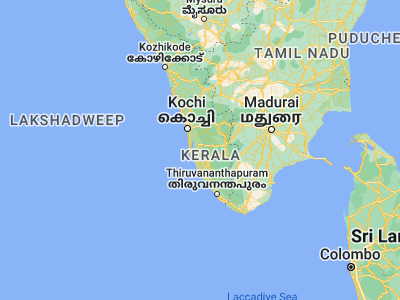 Map showing location of Changanācheri (9.46667, 76.55)