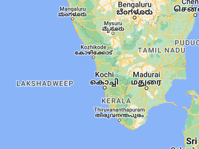 Map showing location of Chāvakkād (10.53333, 76.05)