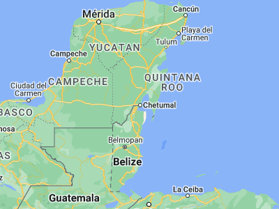 Map showing location of Chetumal (18.5, -88.3)