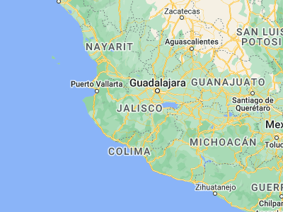 Map showing location of Chiquilistlán (20.2, -103.81667)
