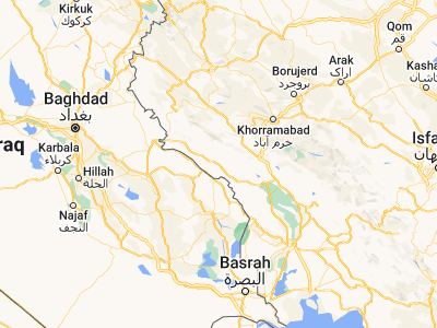 Map showing location of Dehlorān (32.6941, 47.2679)