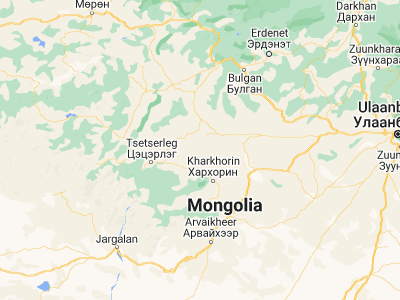 Map showing location of Dzegstey (47.66805, 102.54999)