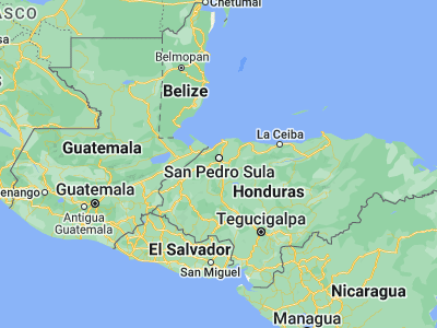 Map showing location of El Marañón (15.4, -88.05)