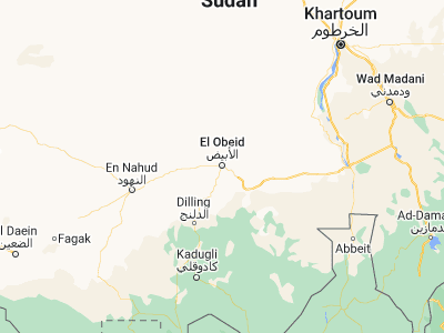 Map showing location of El Obeid (13.18421, 30.21669)