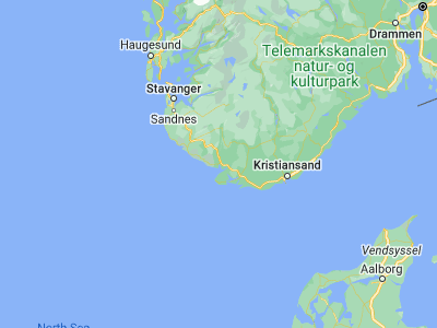 Map showing location of Flekkefjord (58.29705, 6.66069)