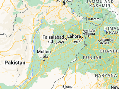 Map showing location of Gojra (31.14874, 72.68656)