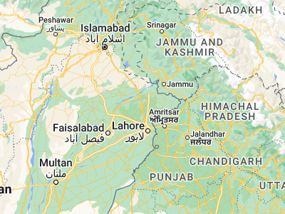 Map showing location of Gujrānwāla (32.16167, 74.18831)