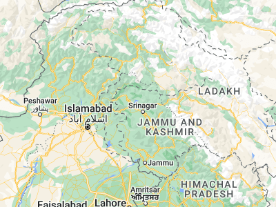 Map showing location of Hājan (34.2968, 74.61685)