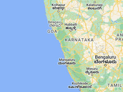 Map showing location of Honāvar (14.28333, 74.45)