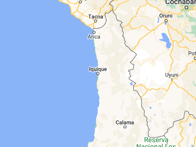 Map showing location of Iquique (-20.22083, -70.14306)