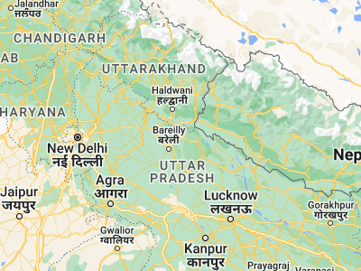 Map showing location of Jahānābād (28.63048, 79.71514)