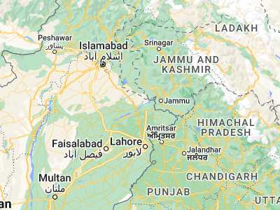 Map showing location of Jalālpur (32.63744, 74.21829)