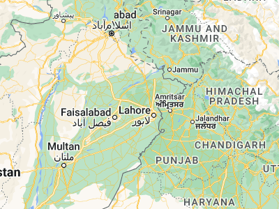 Map showing location of Jāndiāla Sher Khān (31.81986, 73.91812)