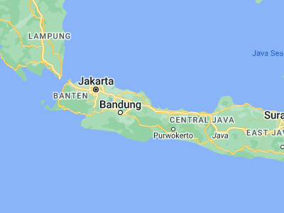 Map showing location of Jatiwangi (-6.73361, 108.26278)