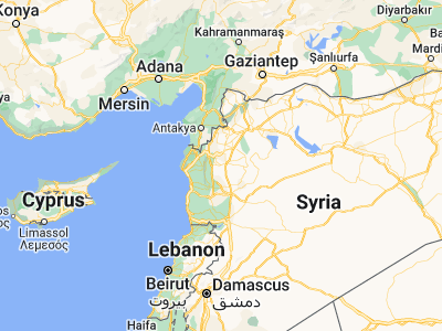 Map showing location of Kafr Nabl (35.61376, 36.56449)