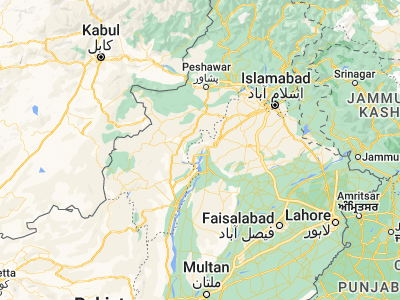 Map showing location of Kamar Mushāni (32.84389, 71.36694)