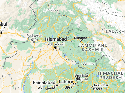 Map showing location of Kāmra (33.74734, 73.51107)