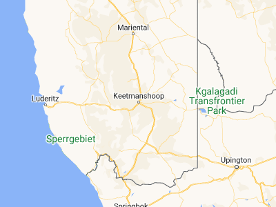 Map showing location of Keetmanshoop (-26.58333, 18.13333)