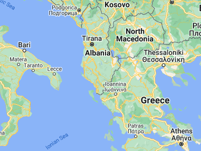 Map showing location of Këlcyrë (40.31306, 20.18944)