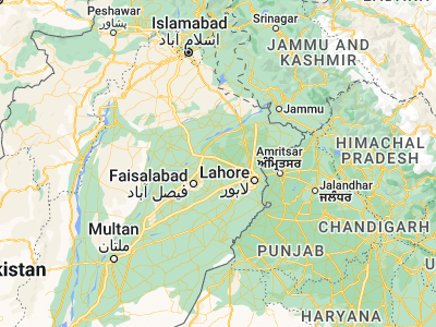 Map showing location of Khāngāh Dogrān (31.83167, 73.62306)