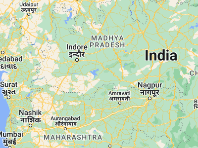 Map showing location of Khirkiān (22.16667, 76.85)