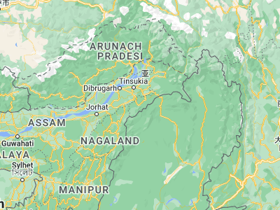 Map showing location of Khonsa (27.01667, 95.56667)