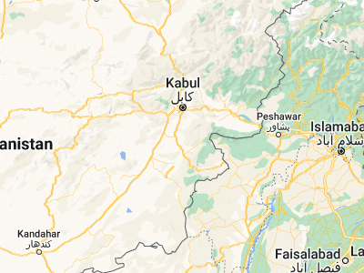 Map showing location of Khōshī (33.99889, 69.21194)