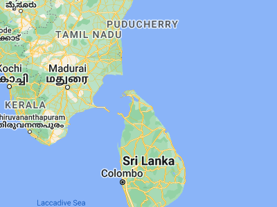 Map showing location of Kilinochchi (9.3961, 80.3982)